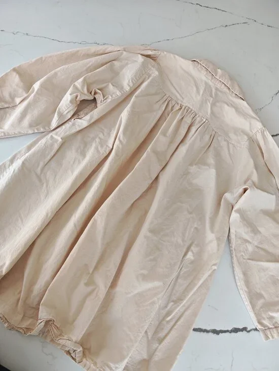 ZARA Embroidered Eyelet Blouse Size L Cream Boho Peasant Top Button Front Tunic - Picture 14 of 14